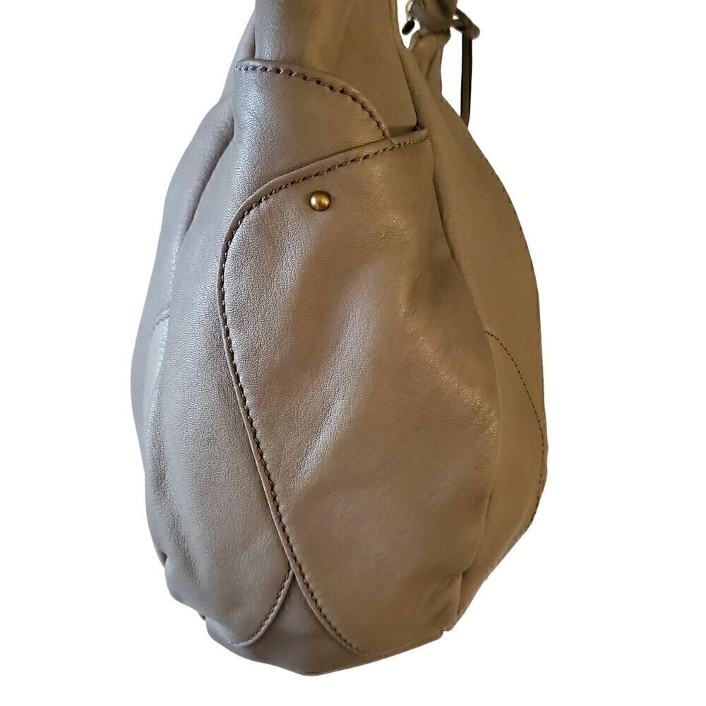 HOBO Crescent Shaped Gray Leather Bag, Woman's Grey Shoulder Bag - Picture 3 of 11